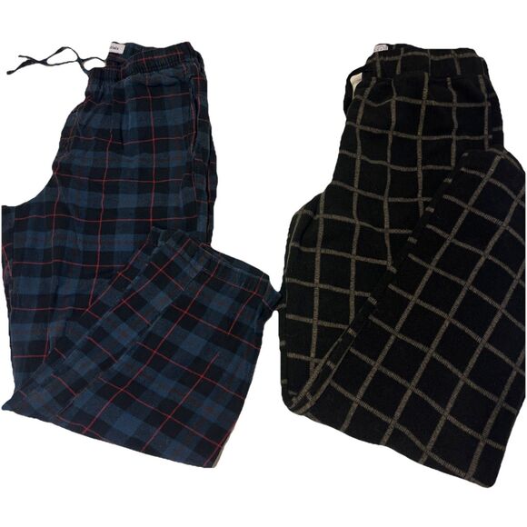 Bundle Of Men’s Flannel Pajama Pants Size Small 2 Items Black Navy - Picture 1 of 12